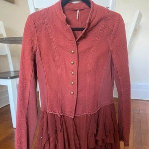 Free People Flared Hem Military Blazer | Size 8